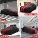 WinPower Indoor Car Cover, Stretch Dustproof Protection Fit 181-192 Inch Sedan Full Car Cover for Underground Garage Car Show, Black and Red - Image 6