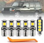 14pcs White LED Interior Lights Bulb Kit for Jee'p Commander 2006 2007 2008 2009 2010 LED Map Dome Footwell Trunk License Plate Lights Super Bright Interior Light Bulbs + Install Tool