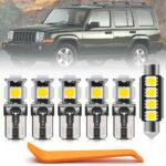 14pcs White LED Interior Lights Bulb Kit for Jee'p Commander 2006 2007 2008 2009 2010 LED Map Dome Footwell Trunk License Plate Lights Super Bright Interior Light Bulbs + Install Tool