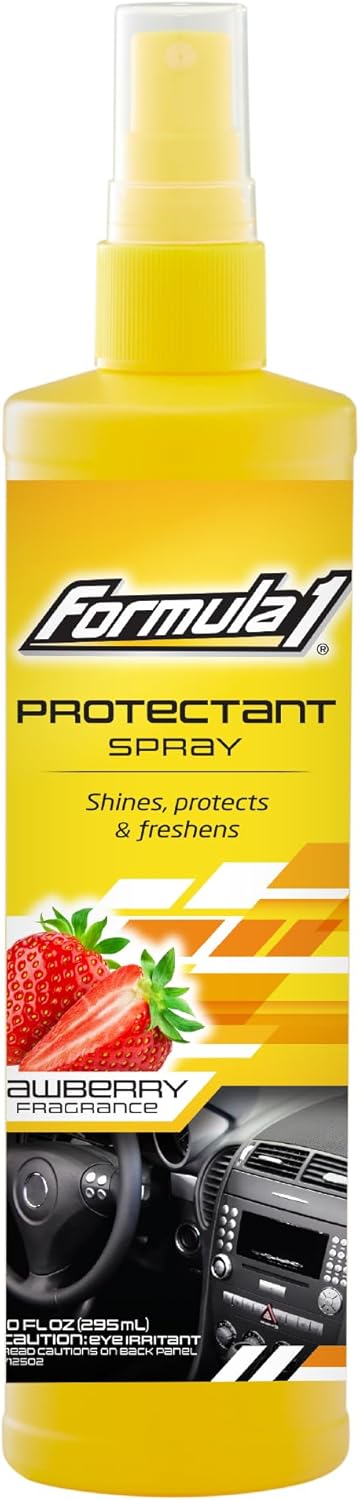 61Vx7pyL86L._AC_SL1500_.jpg Formula 1 Interior Detailing Protectant Spray, Car Interior Cleaner with Lasting Strawberry Fragrance and UV Protection, Safe for Vinyl, Rubber, Plastic, & Dashboard - 10oz - Image 1