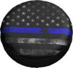 14 Inch Spare Tire Cover Weatherproof Sun Protection Wheel Tire Cover Universal Fit Trailers RV SUV Truck Camper Travel Blue Line Flag - Image 4