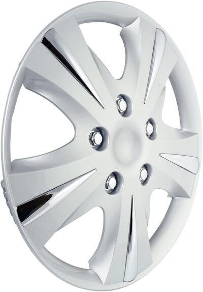 Custom Accessories 4-Pack 15" SGT-5 Wheel Covers, Replacement Hubcaps for Cars, Trucks, SUVs — Silver/Chrome - Image 3