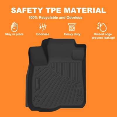 Floor Mats Fits for Honda CR-V 2023 2024 2025(NOT for Hybrid), All Weather Protection TPE Anti-Slip Automotive Floor Liners, Includes 1st and 2nd Row Full Set Liners, Odorless Anti-Slip Mats Black - Image 8