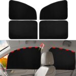 Ovege Car Window Shades Magnetic - Side Window Sun Shade Car Curtain Suedette UV Protection Privacy Baby Suction Magnetic －Front&Back 4pcs