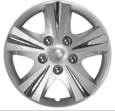 Custom Accessories 4-Pack 15" SGT-5 Wheel Covers, Replacement Hubcaps for Cars, Trucks, SUVs — Silver/Chrome - Image 2
