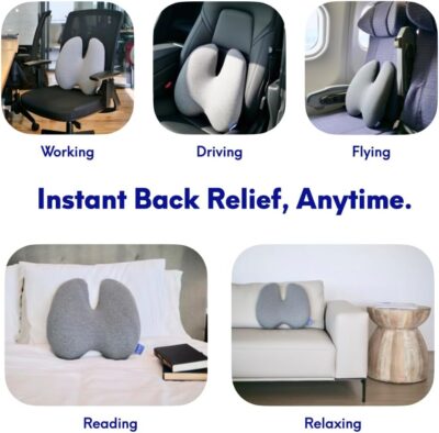 C CUSHION LAB Extra Dense Lumbar Pillow - Patented Ergonomic Multi-Region Firm Back Support for Lower Back Pain Relief - Lumbar Support Cushion with Strap for Office Chair, Car, Sofa - Wellness Green - Image 6