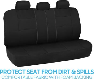 BDK PolyPro Car Seat Covers Full Set in Solid Black, Front and Rear Split Bench Seat Covers for Cars, Easy to Install Car Seats Cover Set and Accessories for Auto Trucks Van SUV - Solid Black - Image 7