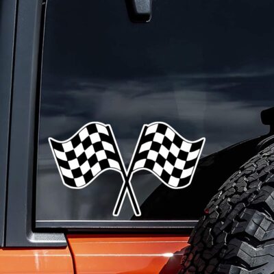 2pc Racing-Themed Vinyl Checkered Flag Car Decal Stickers, 5.91''x3.54''- Waterproof & Weatherproof Decals, for Car Windows, Bumpers, Eexterior Decorative Accessories | CZ33 - Image 2