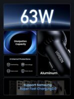 UGREEN 63W USB C Car Charger Adapter, PPS 45W Super Fast Charging 2.0 Type C Car Charger Cargador para Carro, Dual USB C for iPhone 17/16/15/14/13/12, Galaxy S24/S23/S22/Series, iPad, MacBook - Image 5
