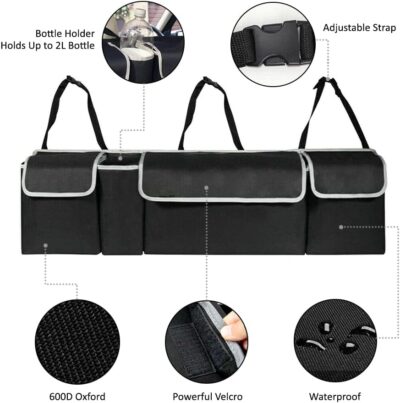 Luckybay Car Trunk Organizer, Hanging Seat Back Storage Organizer with Large Pockets, Space-saving Backseat Car Organizer - Image 3