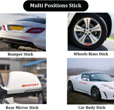 Pincuttee 14pcs Car Decal Stickers,Wheel Rim Decal Sticker,Sport Logo Reflective Stickers,Sport Emblem Car Rear Bumper Sticker,Rear Mirror Decals for All Vehicles(Red,14PCS) - Image 3