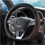 zipelo 14.5"-15" Car Steering Wheel Cover, Auto Interior Wheel Protector with Durable Soft Breathable Anti-Slip Linging Leather, Universal for Vehicles Trucks SUVs Accessories for Men Women (Coffee)