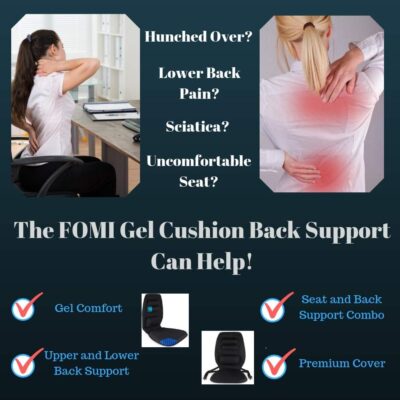 FOMI Premium Gel Cushion and Firm Back Support | Seat Cushion Pad and Upper Lower Thoracic and Lumbar Pillow for Car, Office Chair | Pressure Sore, Coccyx Pain Relief | Posture Aid (Grid Gel) - Image 5