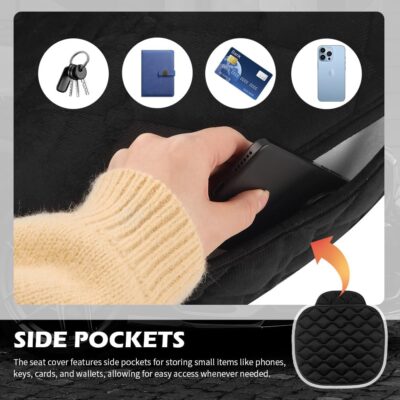 Plush Car Seat Covers with Side Pockets,Warm & Breathable Car Back Seat Cover for Cars Seats Protection,All-Season Anti-Slip Back Seats Cover for Cars Interior Accessories - Image 5