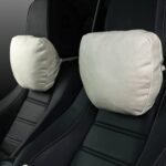 2pcs Car Neck Pillow for headrests,Support Drive Seats Head Cushion Pillows,Superfiber Suede,Plant-Based Polyester,Thickness & Height Adjustable,11.8x7.5,Inner Liner fillable(Off-White)