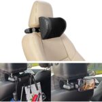 Mandark Car Neck Pillow, Memory Foam Vehicles Adjustable Support Headrest Pillow with Hook ＆ Tablet Phone Holder Mount, Multifunctional Auto Interior Accessories, Universal for SUV RV Truck (Black)