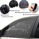 Car Front Window Sun Shade - 2 Pack Breathable Mesh Side Window Shade Sunshade UV Protection for Driver Family Pet on Front seat, Curtain with Two Holes to See Rearview Mirror, Size M - Image 2