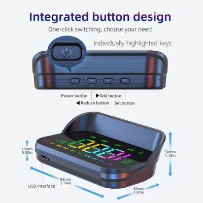 Heads Up Display M23 Color, GPS Digital Speedometer MPH for All Cars, Car Compass, Windshield Speedometer projector, Multi-function Display, Direction - Image 8