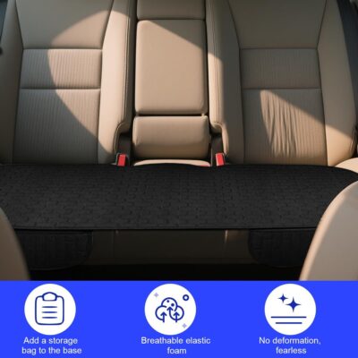 Car Back Seat Cover, Anti-Slip Long Vehicle Rear Bench Protectors with Storage Pocket, Breathable Comfortable Auto Interior Seating Bottom Protection Accessories, Universal Fit (Black) - Image 5