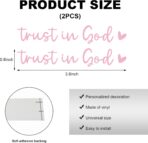 2 PCS Trust in God Rearview Mirror Decals, Automotive Vinyl Rear View Mirror Decorative Stickers, Waterproof Trust in God Stickers for Car Truck Laptop, Car Accessories (Pink) - Image 2
