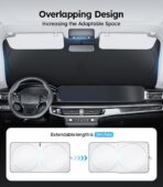 Wigoo 2025 Upgrade Car Windshield Sun Shade [100% Light Block, 4th-Gen Cooling Tech] Foldable Heat Insulation Interior Sun Visor with Storage Bag for Sedans/SUVs/Hatchbacks (M (64"x32") - Image 3