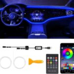 Interior Car LED Strip Lights with Wireless APP & Remote Control, RGB 2 in 1 Car Ambient Lighting Kit with 158 Inches Fiber Optic, Inside Neon Dash Strip with Music Mode