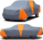 420d Truck Cover Universal Fit for Chevy Silverado for GMC Sierra for Ford F150 for RAM 1500 Waterproof Car Cover All Weather Pickup Cover with Reflective Strips(M+, Length Up to 220 inch)