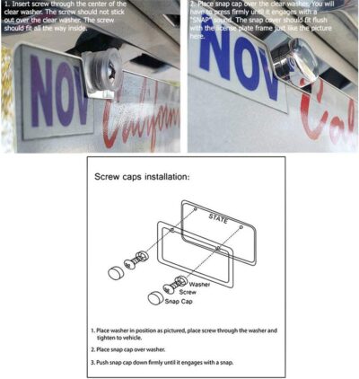 SunplusTrade 2 Stainless Steel Polish Mirror License Plate Frame + Chrome Screw Caps (Silver) - Image 6