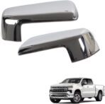AUCERAMIC 2PCS Chrome Mirror Cap Cover Clip on Replacement for 2019-2025 Chevy Silverado 1500, GMC Sierra 1500 Replacement for Left Right Side Mirror Cover (Chrome) - Image 9