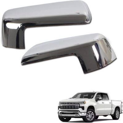 AUCERAMIC 2PCS Chrome Mirror Cap Cover Clip on Replacement for 2019-2025 Chevy Silverado 1500, GMC Sierra 1500 Replacement for Left Right Side Mirror Cover (Chrome) - Image 9