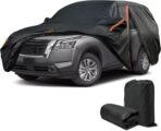 Car Cover for Nissan Pathfinder 1992-2025, SUV Full Car Cover Waterproof All Weather for Automobiles, Outdoor Sun Rain UV Snow Dust Protection, Custom Fit with Driver Door Zipper & Reflective Strips