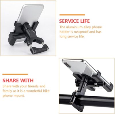 Adjustable Bike Phone Holder Motorcycle Handlebar Mount Aluminum Alloy Black Multifunctional Waterproof Phone Mount for Cycling and Motorcycles - Image 3