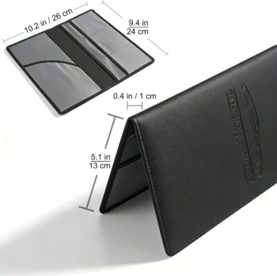 Premium Car Registration & Insurance Card Holder with Magnetic Shut, Vehicle Glove Box Car Organizer - For Documents, Cards, License (Black) - Image 2