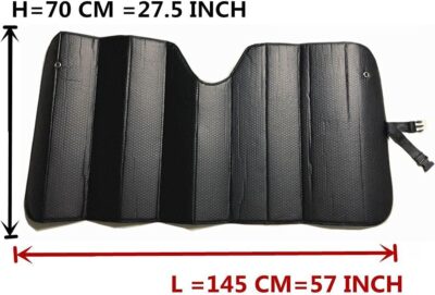 Car Windshield Sunshade, Sun Protector,Foldable Front Window Shade-Thicken 5-Layer Bubble for Auto Windshield UV Protection and Heat Reflector 58"x 27.5" (Black) - Image 3