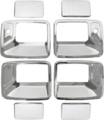 NewYall Chrome Exterior Door Handle Covers with Passenger Keyhole Set for Ford F-250 F-350 F-450 Super Duty Crew Cab 1999-2016 Excursion 2000-2005 Outer Front Rear Left Driver Right Passenger Side - Image 2