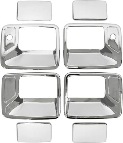 NewYall Chrome Exterior Door Handle Covers with Passenger Keyhole Set for Ford F-250 F-350 F-450 Super Duty Crew Cab 1999-2016 Excursion 2000-2005 Outer Front Rear Left Driver Right Passenger Side - Image 2