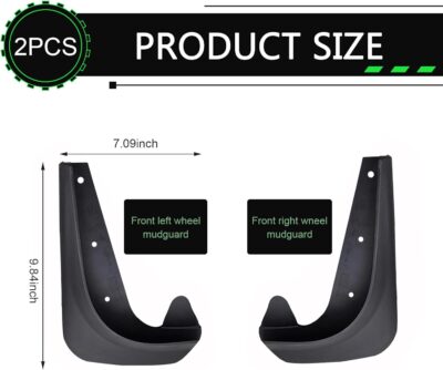 2 PCS Car Mud Flaps, Splash and Stain Resistant Tire Splash Guard, 8.27 x 12.6In Front Side Decorative Tire Splash Guards, for Most Sedans (Black# S) - Image 2