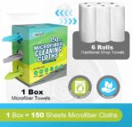 Microfiber Cleaning Cloth, 150 Pack Reusable Paper Towels Microfiber Towels for Cars Lint Free Washable Tissues Shop Rags with Dispenser Box for Home Kitchen Automotive, 11"x 9", Multicolor - Image 3