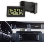 Small Electronic Dashboard Car Time Clock Self-Adhesive Mini Car Electronic Clock, Simple Car Accessories LCD Screen Home Digital Display Clock with Stand for Car, Office (Black)