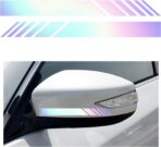 Augeny 2 PCS Car Rear View Mirror Stickers, Waterproof Vinyl Auto Side Rearview Mirror Stripes, Universal Reflective Anti-Collision Striped Warning Decal for Most Vehicles (Colorful)