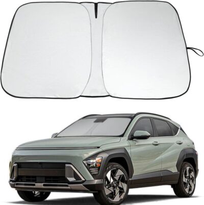 Sunshade for Car Windshield Fit Hyundai Kona 2024 2025 Windshield Sun Shade Foldable Blocks UV Rays & Heat Easy to Install and Store Made of 240T Polyester with Storage Bag - Image 8