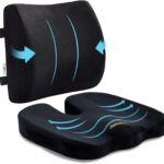 SAIREIDER Seat Cushion and Lumbar Support Pillow for Office Chair, Memory Foam Car Seat Cushions Back Support Pillows, Help Relieve Pain of Back, Lumbar, Tailbone and Sciatic Nerve（Black）