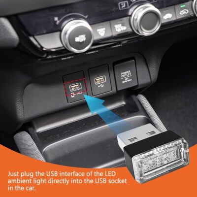 4PCS USB LED Car Interior Atmosphere Lamp, USB Car Lights, Portable Auto Ambient Lighting Kit, Car Interior Accessories Plug-in USB Decor Night Light Universal for Car SUV Truck Bedroom - Image 5