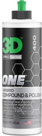 3D One Car Scratch & Swirl Remover Hybrid Rubbing Compound & Polish Buffing Compound for True Paint Correction 16oz Made in USA