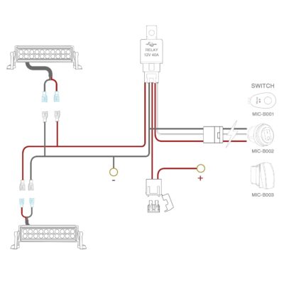 MICTUNING LED Light Bar Wiring Harness Off Road Power 40A Relay Fuse ON-Off Switch (2 Lead) - Image 3