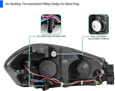 SPEC-D TUNING Chrome Clear Led Headlights W/Amber Reflector Compatible with 2006-2013 Chevy Chevrolet Impala, 2006-2007 Monte Carlo, 2014-2016 Impala Limited, L+R Pair Head Light Lamp Assembly - Image 4