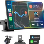 2026 Enhanced Carplay Screen for Car - 7" HD Portable Carplay & Android Auto with Bluetooth, HD Backup Camera, GPS Navigation, Siri, FM Radio, AUX, and Mirror Link – Compatible with All Vehicles