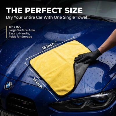 Microfiber Towels for Cars - 15.7" x 15.7" inches, Highly Absorbent Professional Grade Drying Towel Set for Superior Cleaning and Drying Performance - Car Drying & Kitchen Towel - Pack of 3 - Image 5