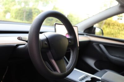 XHRING Car Steering Wheel Cover for Tesla Model 3/Y 2016-2025 2026 Juniper/Highland Accessories, Premium Leather Steering Wheel Protector with Anti-Slip Lining for Model 3/Y, Black - Image 2