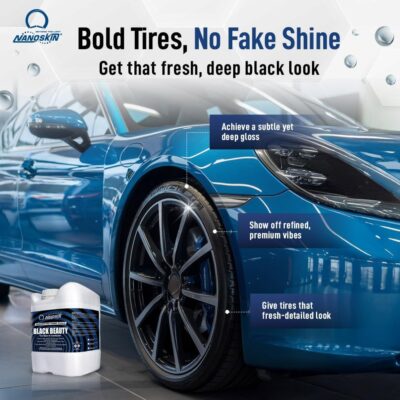 Nanoskin Black Beauty Tire Shine & Conditioner 5 Gallons - Water-Repellent & UV Resistant - Non-Greasy Finish - Restores Black Look | Works with Manual & Automatic Applicators for Cars, Trucks, SUV - Image 7